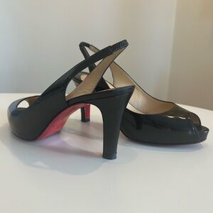 Christian Louboutin Black Patent Leather Slingbacks